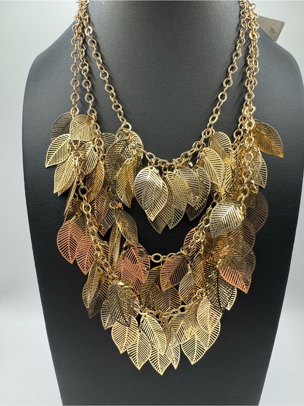 Phosphorus Gold-Tone Multi-Strand Leaf Bib Necklace